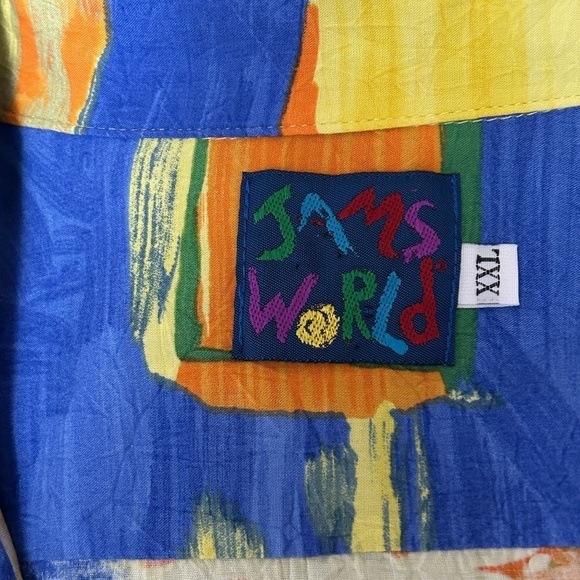 Jams World 100% Rayon Hawaiian Shirt Top Casual Tiki  Full Button Front Colorful - Picture 12 of 16